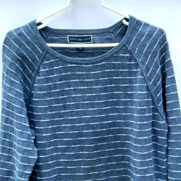 Karen Scott Striped Sweater, Size-L - Picture 3 of 6